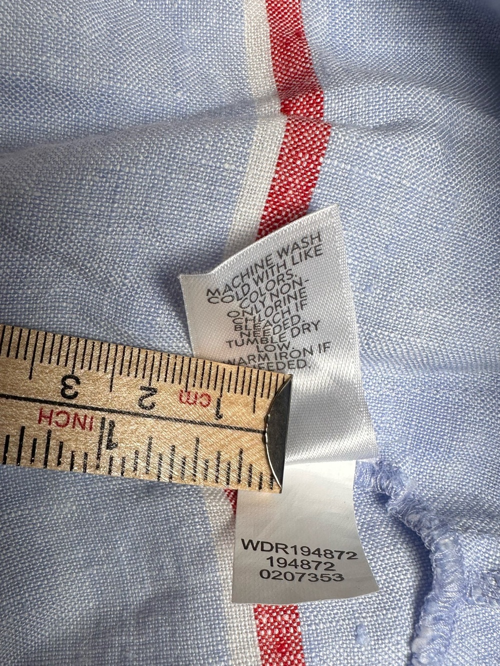 J Jill Love Linen Dress Petite Small Blue Sleeveless Stripe Hem 100% Linen - Picture 7 of 9